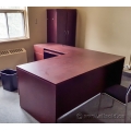 Mahogany Double Pedestal L Suite Desk with Client Knee Space